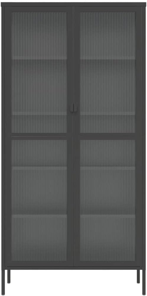 Highboard Black,Bar Cabinet,Corridor Cabinet,Buffet Cabinet,Accent Cabinet,Display Cabinet,Living Room Cabinet,Deep Cabinet,for Kitchen,Living Room,Bedroom,Corridor,33.5"x15.7"x70.9" Glass and Steel