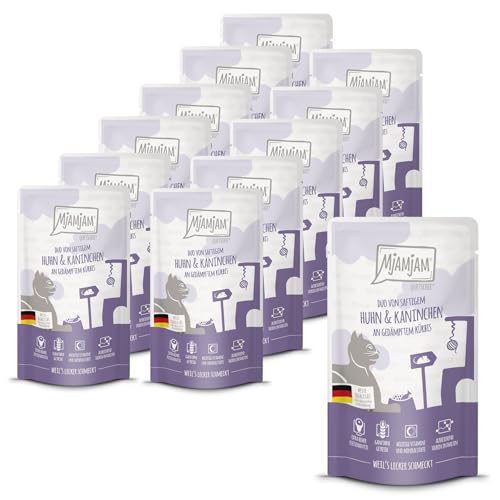 MjAMjAM - Premium Nassfutter für Katzen - Quetschie - DUO von saftigem Hühnchen & Kaninchen an gedämpftem Kürbis, 12er Pack (12 x 125g)… – Ansicht 1