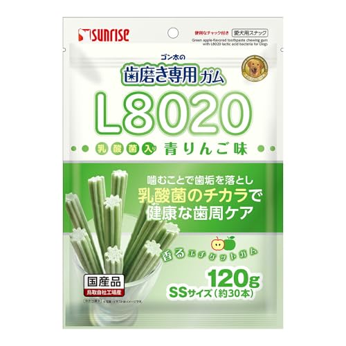 ゴン太の歯磨き専用ガム L8020乳酸菌入り 青りんご味 SSサイズ 120g(約30本)