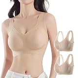 [Sleepeach] ノンワイヤーブラ スポーツブラ シームレスブラ ブラジャー ナイトブラ スポーツブラ 揺れない 育乳 バストケア 24Ｈ ファンデーションカラー 締め付け感ゼロ「2枚セット」 ジム ヨガ 無縫製