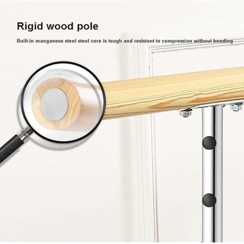 Adjustable Wooden Ballet Barre - Portable 80-115cm Dance Stretching Pole for Kids & Adults, Ideal Exercise Equipment for Home Studio & Dance Practice,White,100cm