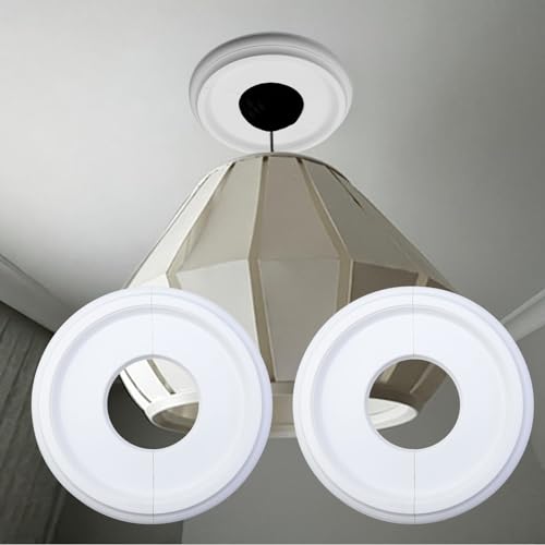 Image of Semetall 2Pcs Lighting PU Ceiling Medallion White 10 inches