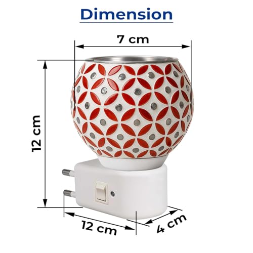Image of Glass Kapoor Dani Electrical Camphor for Home /Kapurdani Night Lamp /Multi Functional Essential Oil Diffuser /Camphor Burner Diffuser for Puja Essentials Machine with On /Off Switch for Heating