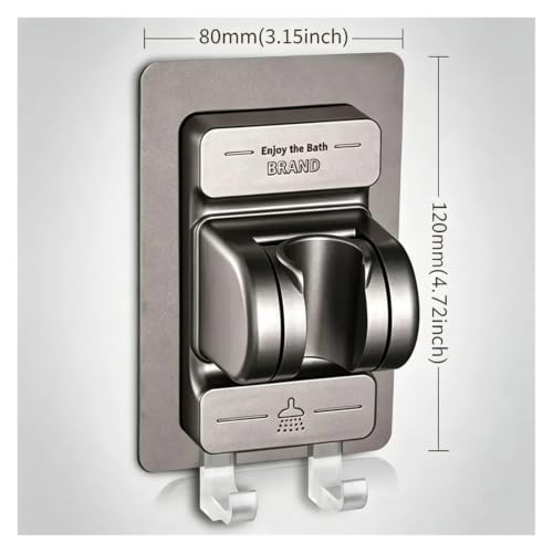 Support de pomme de douche auto-adhésif sans perceuse argent