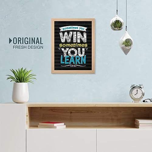 Image of Chaka Chaundh - Inspirational Framed Posters - Motivational Quotes Wall Frames for OFFICE, STUDENT AND STUDY ROOM - Photos with Quotes - (14 X 11 Inches) (Win - Learn - Black)