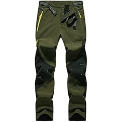 Pantalones Pesca Invierno Tansozer Pantalon Trekking Hombre Invierno Pantalones Montaña Hombre Pantalones Senderismo Impermeables Pantalones de Caza Esqui Termicos Softshell Secado Rápido Pantalón Verde L