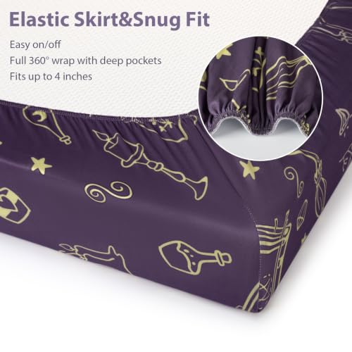 Image of Baby Bedside Bassinet Sheets Fitted, 33 inchx20 inch Compatible with Baby Delight Dream On Me & Most Rectangle Bedside Sleeper Bassinet Mattresses, Super Soft Microfiber Purple Magic Fairy