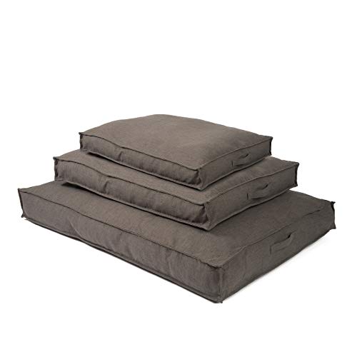 JAMAXX Premium Hundekissen Orthopädisch Memory Foam, Leinen Bezug Waschbar, Nässeschutz Wasserabweisend - Kuschelig Weich, Visco Elastische Kissenfüllung, Hundebett PDB1005 (S) braun-grau 65x50