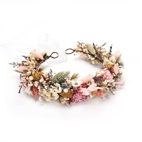 PoshMyra Handcrafted Dried Flower Crown, Natural...