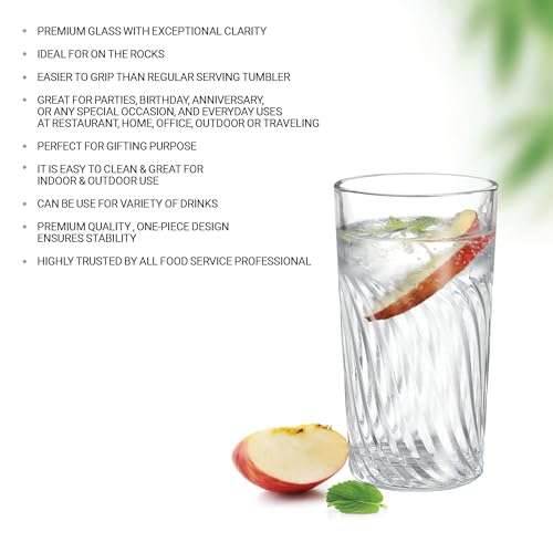 Image of Treo by Milton Tide Glass Tumbler I Premium Glass Set of 6 for Water, Cold Drink I Perfect for Home, Restaurants and Parties. 290 ml