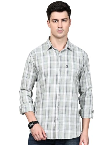 Image of Majestic Man Stylish Slim Fit Cotton Spread Collar Checked Casual Shirt for Men