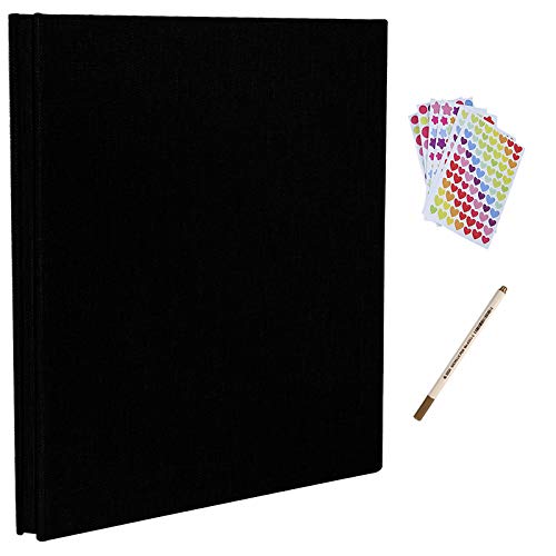 RECUTMS Photo Albums with Sticky Pages 3x5 4x6 5x7 8.5x11 Scrapbook Length 11 x Width 10.6 (Inches) Magnetic Page Photo Album(Black,with A Metallic Pen)