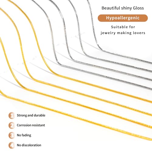 33ft Snake Chain Roll – Silver & Gold Jewelry Findings with Lobster Clasps, Jump Rings, and End Caps – DIY Necklace, Bracelet & Keychain Supplies4