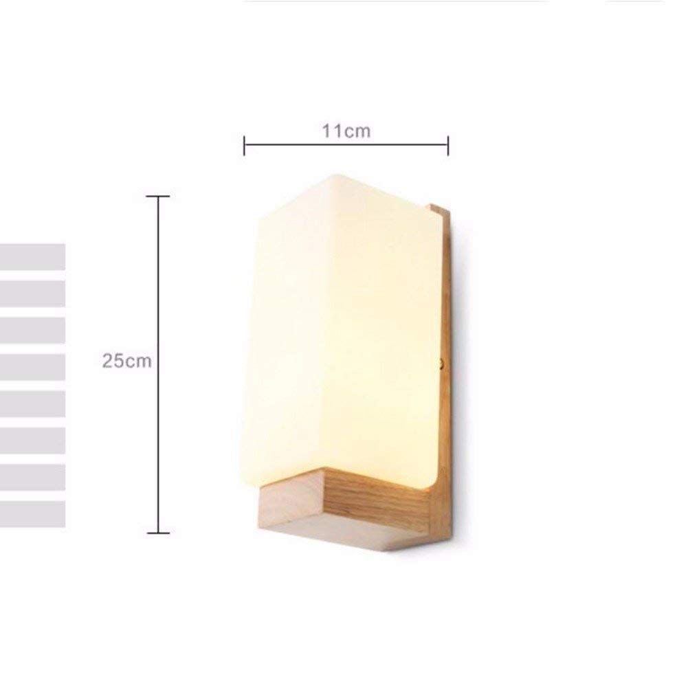 Nordic Modern Simplicity Holz Wandleuchte Korridore Unterputzwandleuchte Wohnzimmer Japanischer Stil Milchweiß Glaslaterne Schlafzimmer Nacht Leselampe Hotelkorridor Gästezimmer Wandleuchte E27 needed