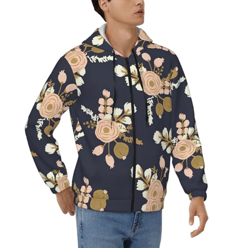 Sweat à capuche thermique homme zippé protection contre le froid veste rose