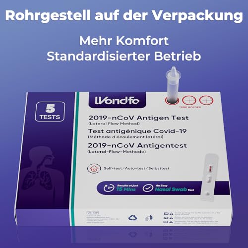 Wondfo Corona Schnelltest Covid-19 Antigen Selbsttest 5er Pack Lateral Flow Test Kit