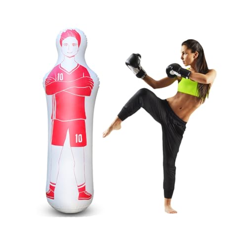 Leopacat Manichino Gonfiabile da Calcio, Allenamento per Portiere, Tumbler per Sacco da Boxe, Colonna da Boxe, Sacchi di Sabbia per Calci 40x160 cm