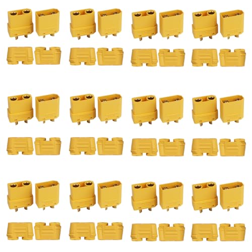 TMH 12 Pairs XT90 Connector with Heat Sheath XT-90 Male Female Bullet Connectors Power Plugs for RC Lipo Battery Motor (Pack of 24)