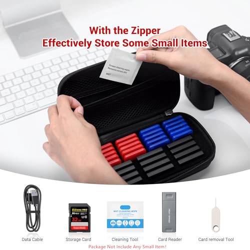 Image of EVA PU CFexpress Type B Card Case with 32 PCS Individual Plastic Memory Card Holder for 12 XQD /CFexpress Type-B Cards & 20 SD SDXC SDHC Cards,Water-Resistant Anti-Shock CFexpress SD Card Case Storage