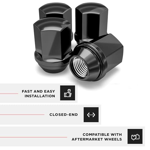 Image of White Knight 9 /16 inch-18 Lug Nuts for Select Dodge and Ram, Factory Style Solid Piece (Black Chrome) Duplex Bulge Acorn -1710DBK-4 (4 Pack)