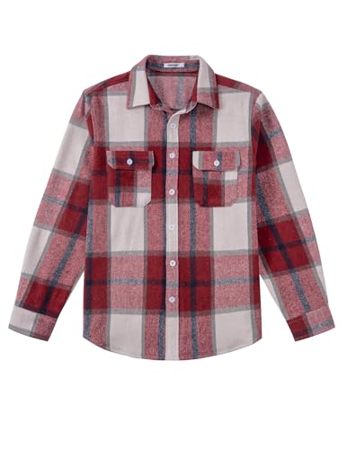 Image of COOFANDY Mens Flannel Shirts Long Sleeve Plaid Shirt Jacket Button Down Shirt with Pockets