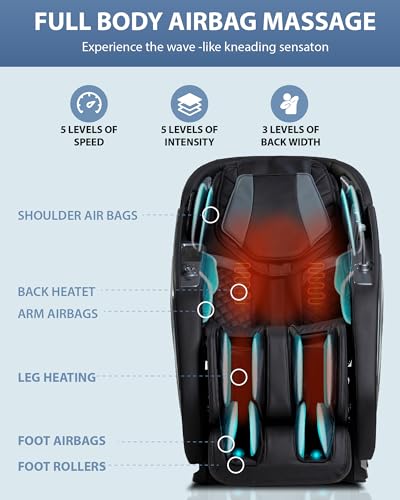 Image of 4D Massage Chair: Full Body Zero Gravity Massage Chair Full Body SL Track Chair Massage Black