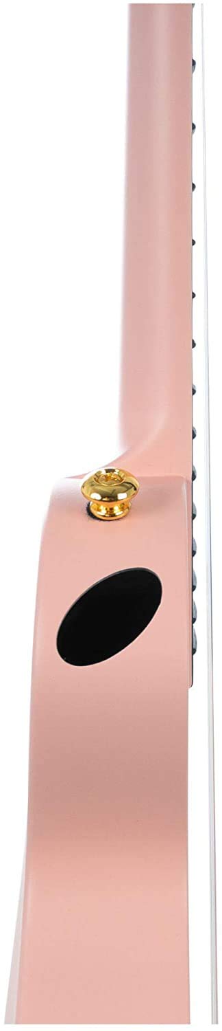 CASCHA Zestaw ukulele koncertowe z włókna węglowego I Carbon Ukulele Starter Kit z 3 kostkami i paskiem I zestaw ukulele z fluorowęglowego I mała gitara hawajska dla początkujących zaawansowanych I różowy / różowy