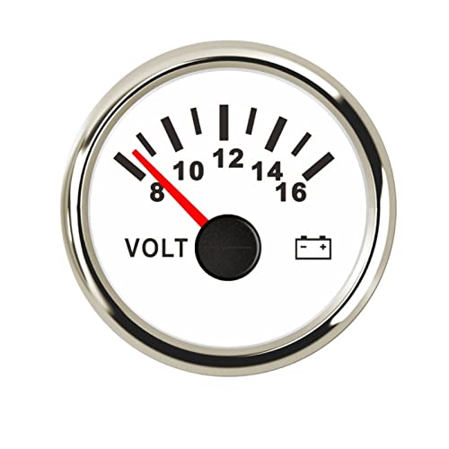 SENEHGMLP(売店) トラックボートヨットのための52mmの自動電圧計316Lベゼルのオートバイの車の電圧計ボルトゲージ rv.電圧計12V 24V 自動車用電圧計(WS 8-16V)