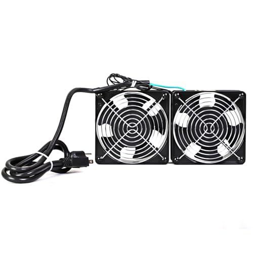 AEONS Quiet Wall Mount Cabinet Server Rack Roof 120mm Cooling Fan System - Cooling AV Home Theater Network 19” Rack Enclosure – Dual 2pc Kit Aluminum Frame Ventilation 110V Black