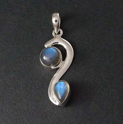 925 Sterling Silver Jewelry Double Gemstone Round and Pear Shape Handmade Pendant Valentine‘s Day Gift Birthday Gifts3