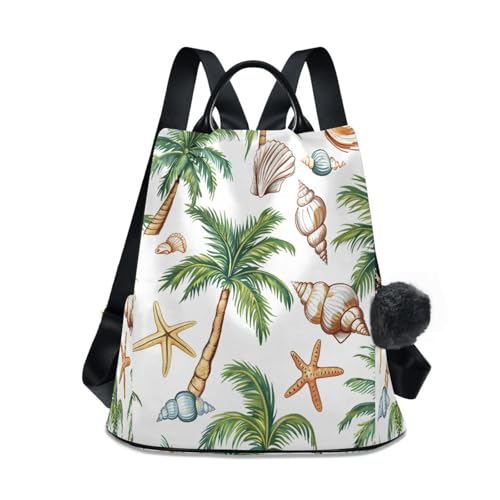 ALAZA Shells Palm Trees Backpack Purse for Women Anti Theft Travel Bag Fashion Back Pack Shoulder Bag Handbag