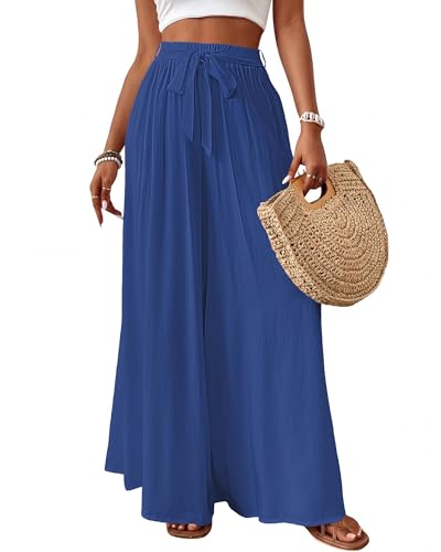 Image of Bsubseach Women Wide Leg Pants Floral Flowy Palazzo Pants