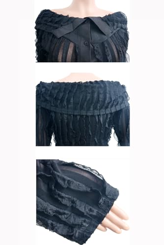 Yuopeid Women's Elegant Long Sleeve Off Shoulder Mesh Wavy Ruffle Front Slit Bodycon Maxi Beach Party Cover Up Dress4