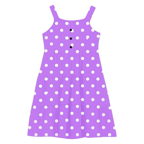 Girl's Polka Dot Print Sleeveless Swing Mini Dress Spaghetti Straps Sundress Short A Line Flowy Summer Dresses4