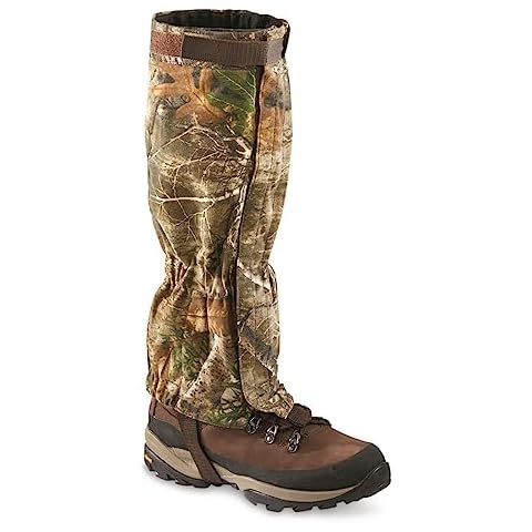 HUNTRITE Guide Gear Camo Leg Gaiters for Hiking and Walking, Waterproof Snow Adjustable Boot Covers RT Edge One Size Fits Most Cover