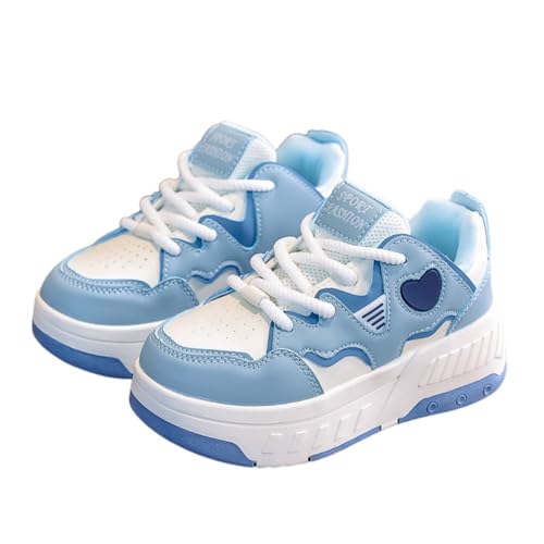 Surwin Zapatillas con 4 Ruedas Niña, Zapatos con Patines para Niñas Zapatos Deportivos de Niños con Ruedas 2 en 1 Zapatillas de Skateboard con Cordones 30-39 EU Roller Skate Shoes (Azul,33)