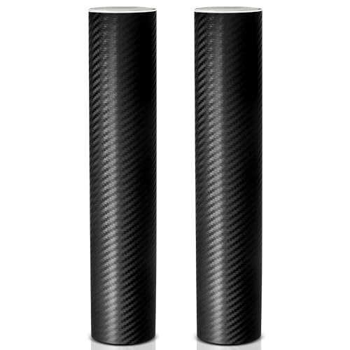 Film fibre de carbone noir 13ftx1ft pour voiture avec grattoir plastique 2pcs
