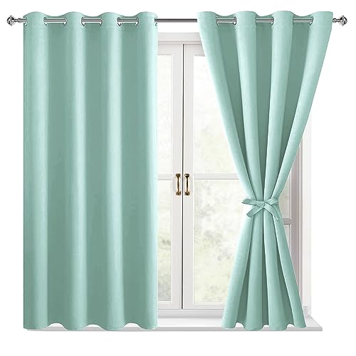 Hiasan Blackout Curtains for Bedroom, 52 x 54 Inches Long, 2 Panels, Aqua