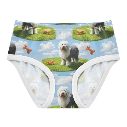 Cotton Toddler Underwear Floral Playful Sheepdogs Dogs Grass Girl Panties Cute Pattern Briefs Undies Kids 2t