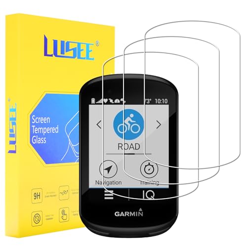 LUSEE Protector de Pantalla para Garmin Edge 540 y Garmin Edge 840 Cristal Vidrio Templado, 3 Piezas [Dureza 9H] [Alta Definición] [Resistente a los arañazos] Protector Pantalla para Garmin Edge 540