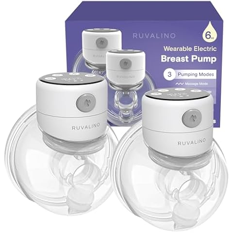 RUVALINO Wearable Breast Pump - S12A Portable Auto Electric Breast Pump Hands Free with 3 Modes & 12 Levels, 24mm Flange, Breastfeeding Essentials Baby Registry Search, FSA or HSA Eligible(Pack of 2) Cover