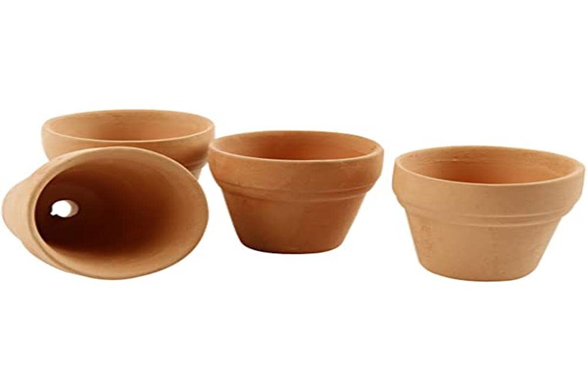 Flower Pots, H: 3,1 cm, dia. 3,4 cm, 48 pc/ 1 pack