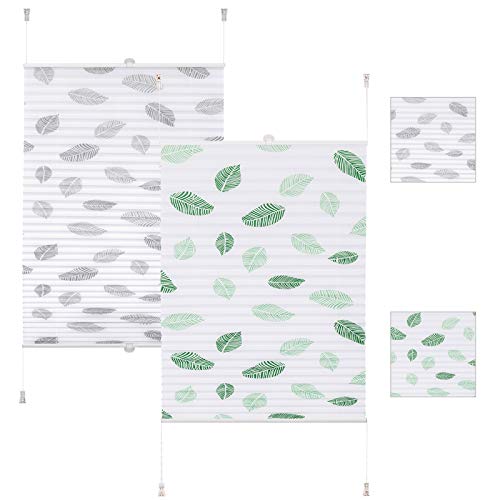 EUGAD Estor Plisado Plisse Persianas Plisadas Hojas Verdes Montaje Klemmfix fijación sin taladrar para Ventana, Puerta Color Verde 120x130 cm