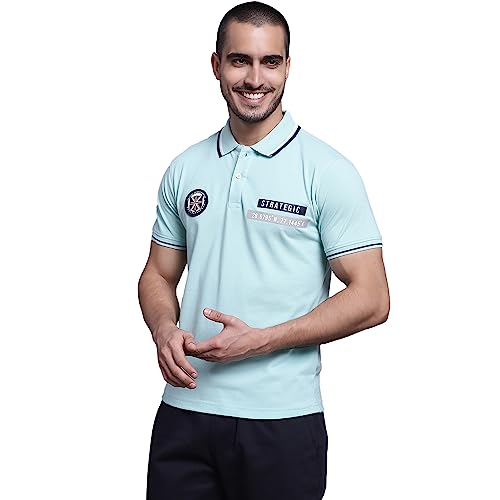 Image of Cantabil Men Cotton Blend Polo Neck Half Sleeve Solid T-Shirt (P MTSH00248)