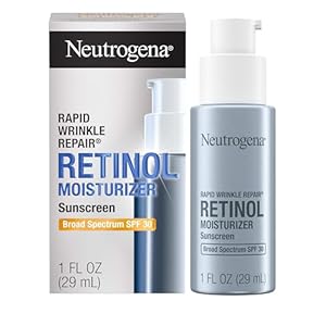 Neutrogena Rapid Wrinkle Repair Retinol Face Moisturizer with SPF 30 Sunscreen, Daily Anti-Aging Face Cream with Retinol & Hyaluronic Acid to Fight Fine Lines, Wrinkles, & Dark Spots, 1 fl. oz