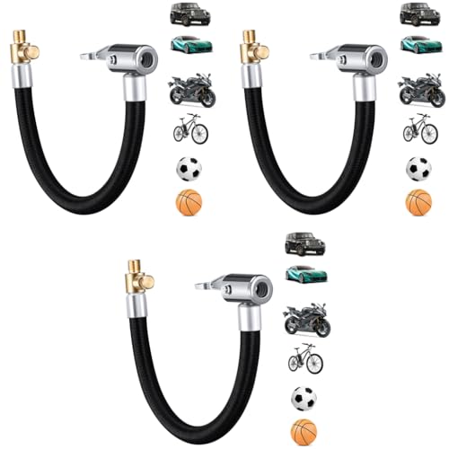 Image of STHIRA 9.8 Inch Flexible Rubber Tire Inflator Extension Hose With Built-In Deflation Valve Quick-Connect Fitting Universal Adapter for Car Bike Motorcycle Durable Tyre Spare Parts 3 PCS