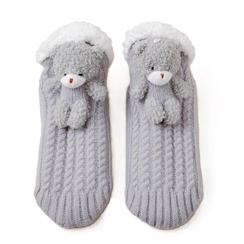 Image of Cute Slipper Socks for Women, Winter Warm Floor Fuzzy Socks, Cozy Sherpa Slipper Socks, House Sleeping Socks