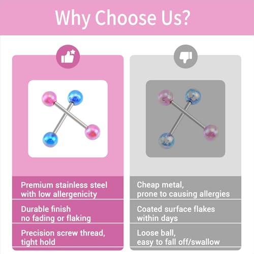 20pcs 14G Mix-Color Stainless Steel Straight Barbell Tongue Rings Bars Piercing 5/8" Length Acrylic Glow In Dark Flexible Retainer Body Jewelry For Women Men3