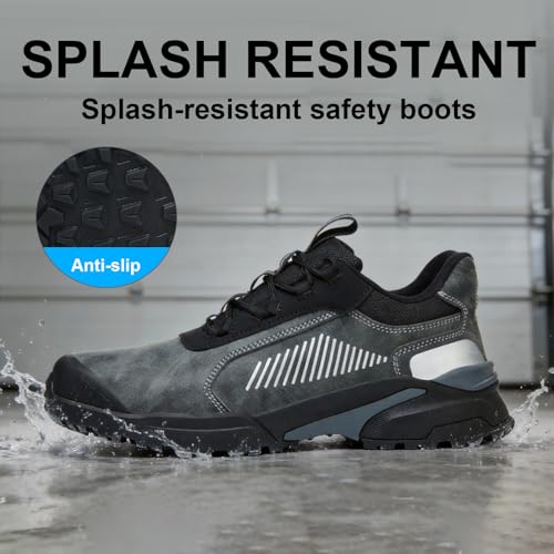 Image of Steel Toe Shoes for Men,Lightweight Work Shoes,Mens Indestructible Safety Boots,Puncture Proof Construction Steel Toe Sneaker.