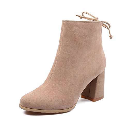 Bottes en cuir marée-A en daim de vachette avec talons hauts épais